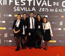 javiero lebrato organizando y produciendo el festival de cine europeo de sevilla